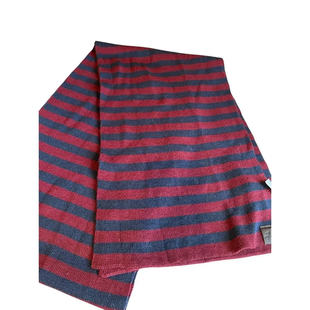 Original Penguin Mens Striped Scarf Burgundy Blue